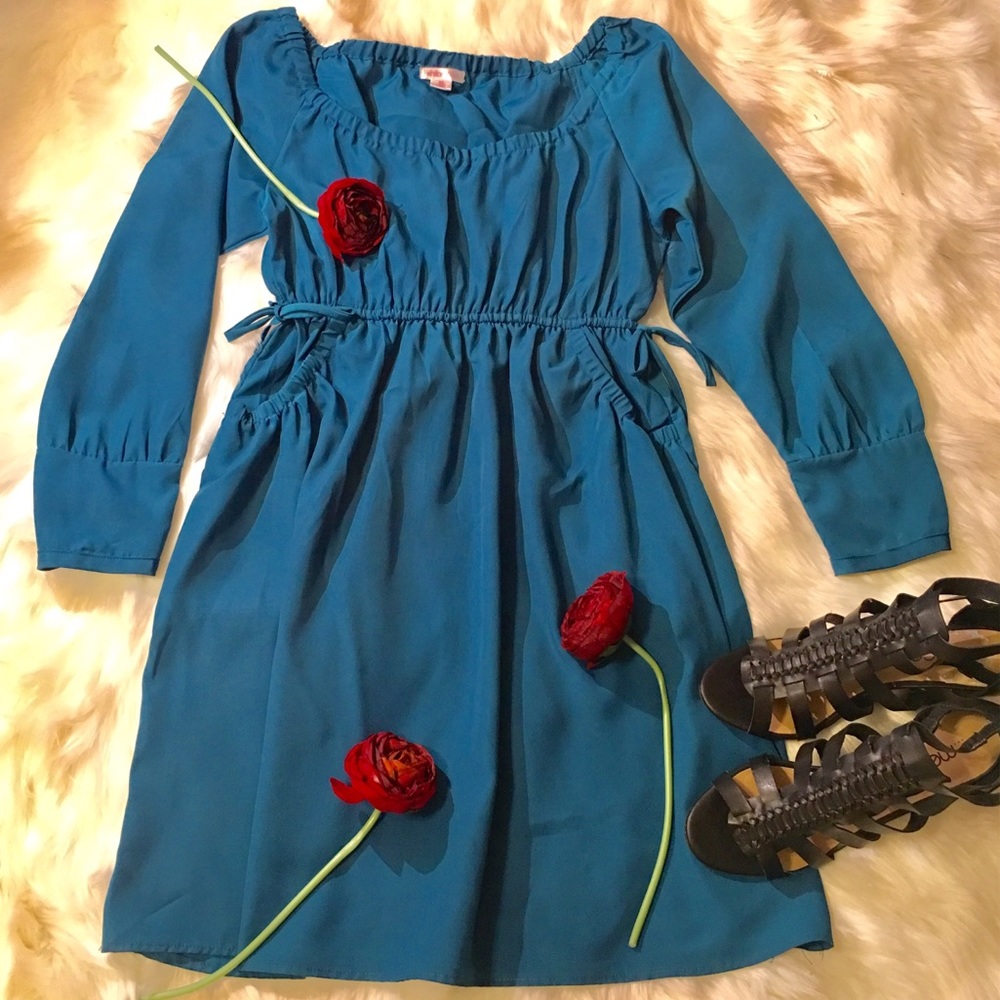 teal blue dress